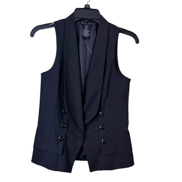 Grass Collection Tailored Black Vest Shawl Lapel - Picture 1 of 7